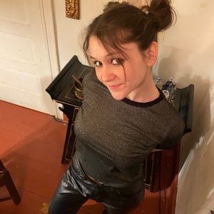 Black Metallic Stripped Ringer T-shirt